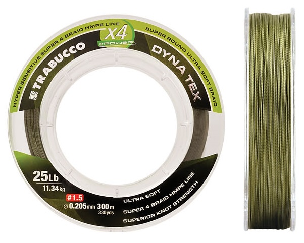 Trabucco Dyna-Tex X4 Power Moss Green 300 m 0,285 mm fonott zsinór
