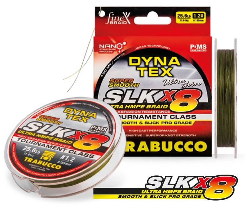 Trabucco Dyna-Tex Slk X8 SS 150 m 0,148 mm sötétzöld fonott zsinór