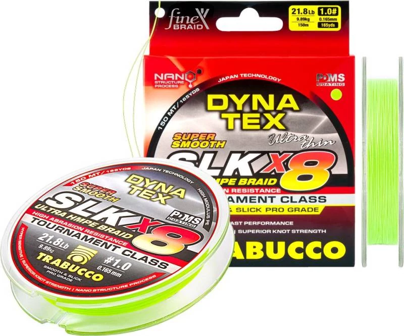 Trabucco Dyna-Tex Slk X8 SS 150 m 0,128mm  lime zöld fonott zsinór