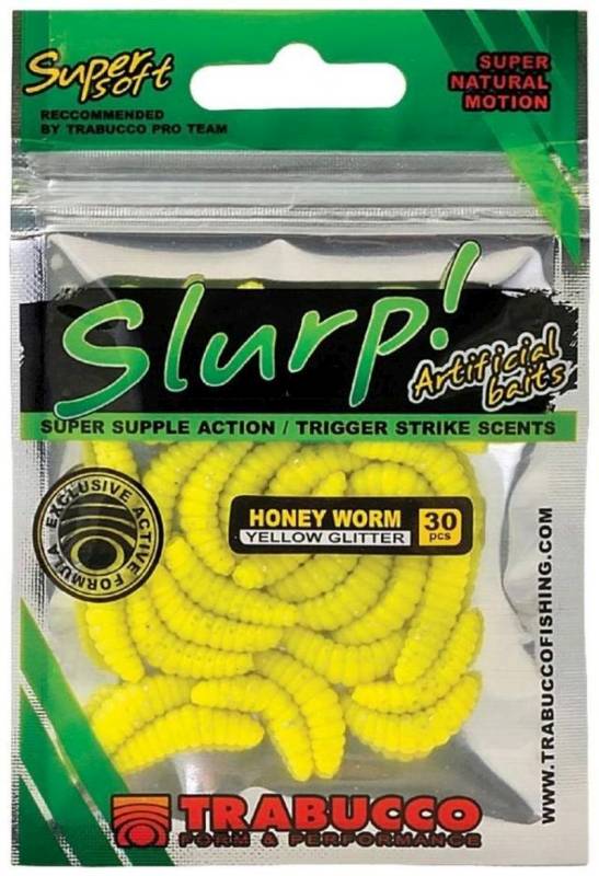 Trabucco Slurp Bait Honey Worm Yellow Glitter 30 db sárga méhlárva