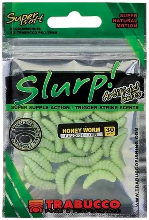 Trabucco Slurp Bait Honey Worm Fluo Glitter 30 db Fluo méhlárva