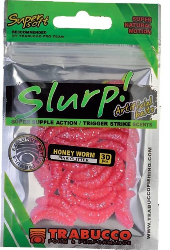 Trabucco Slurp Bait Honey Worm pink Glitter 30 db pink méhlárva