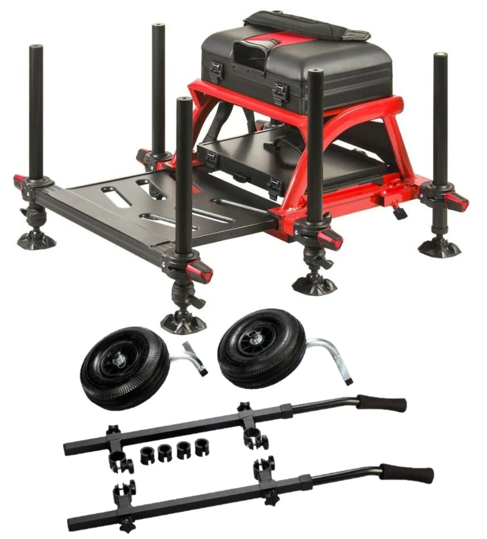 Trabucco GNT-X36 Base piros versenyláda + kerékszett kombó