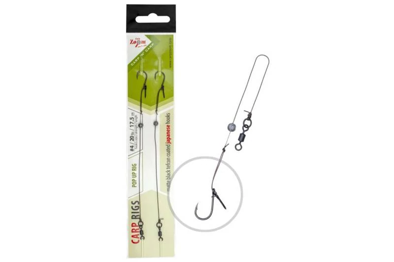 CarpZoom Pop Up Rig 17,5cm #6 15lb bojlis előkötött horog 2db/csg