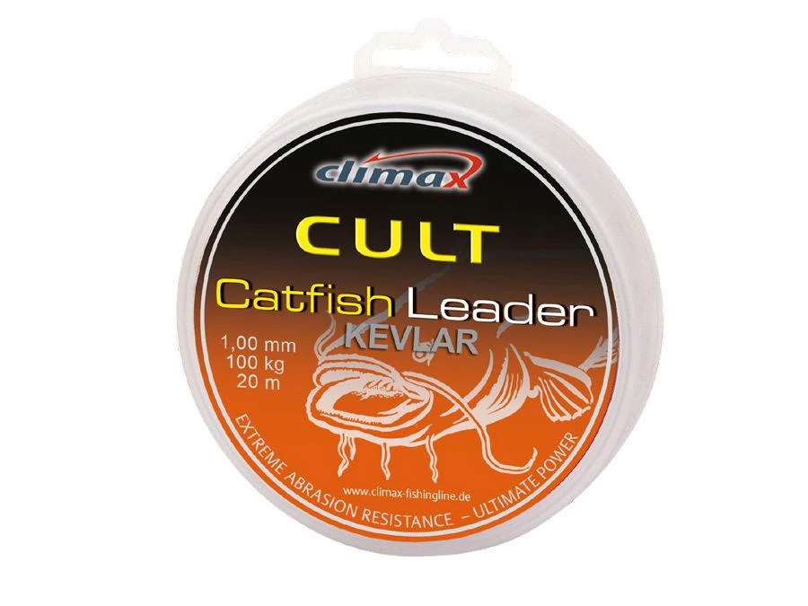 Climax Cult Catfish Kevlar Leader 20m 0.80mm 80kg Olive Green fonott előkezsinór
