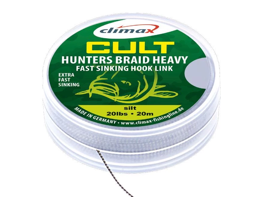 Climax Cult Carp Huntersbraid Heavy Sinking Hooklink 20m 20lb Dark Silt pontyozó fonott előkezsinór