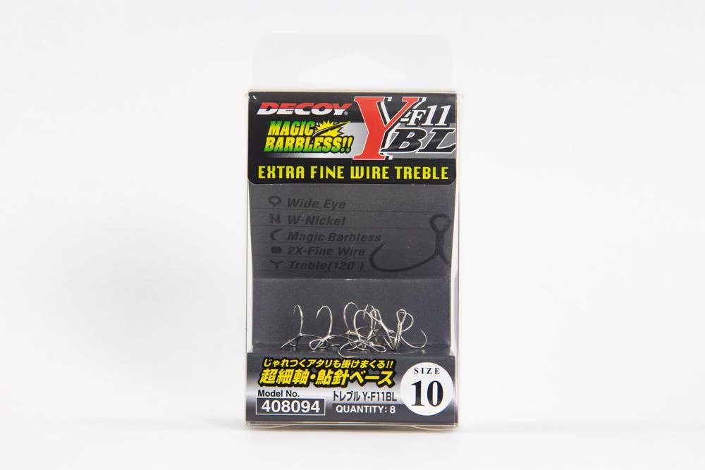 Decoy Y-F11BL Extra Fine Wire #8 Barbless hármas horog 8 db/csg