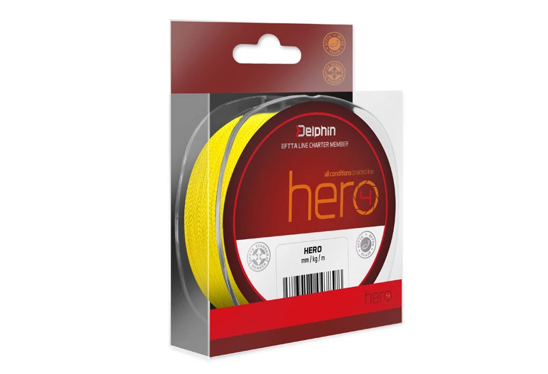 Delphin HERO 4 fluo sárga 0,50mm 41,7kg 117m fonott zsinór
