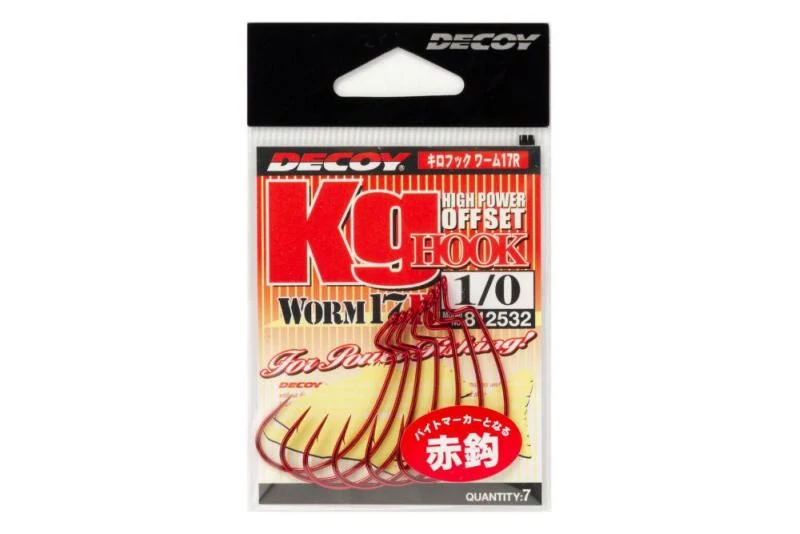 Decoy Offset Worm Blood Red KG 17R 2/0 horog 6 db/csg