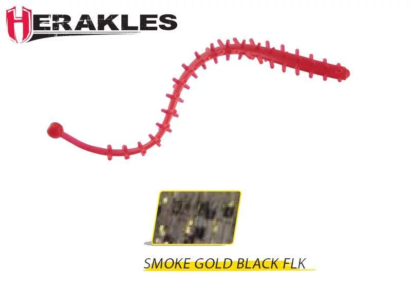 Herakles Tremors Worm 6,8cm Smoke Gold/Black Flake lágy műcsali 8 db/csg