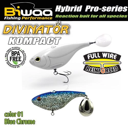 Biwaa Divinator Kompact 50 5cm 20g 01 Blue Chrome spinnertail