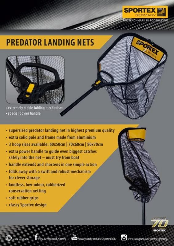 Sportex Predator 60*50cm gumis merítő szák