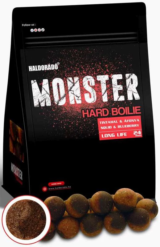 Haldorádó MONSTER Hard Boilie 24+ - Tintahal & Áfonya 700g