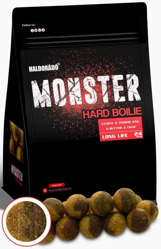 Haldorádó MONSTER Hard Boilie 24+ - Vajsav & Tengeri rák 700g