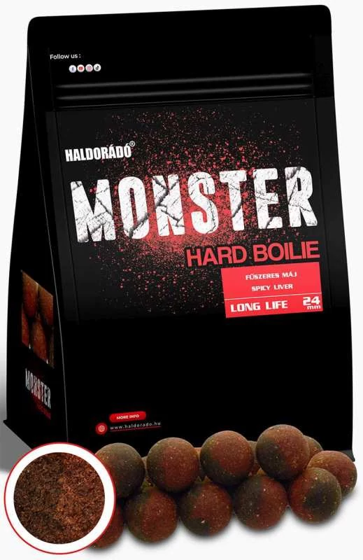Haldorádó MONSTER Hard Boilie 24+ - Fűszeres Máj 700g