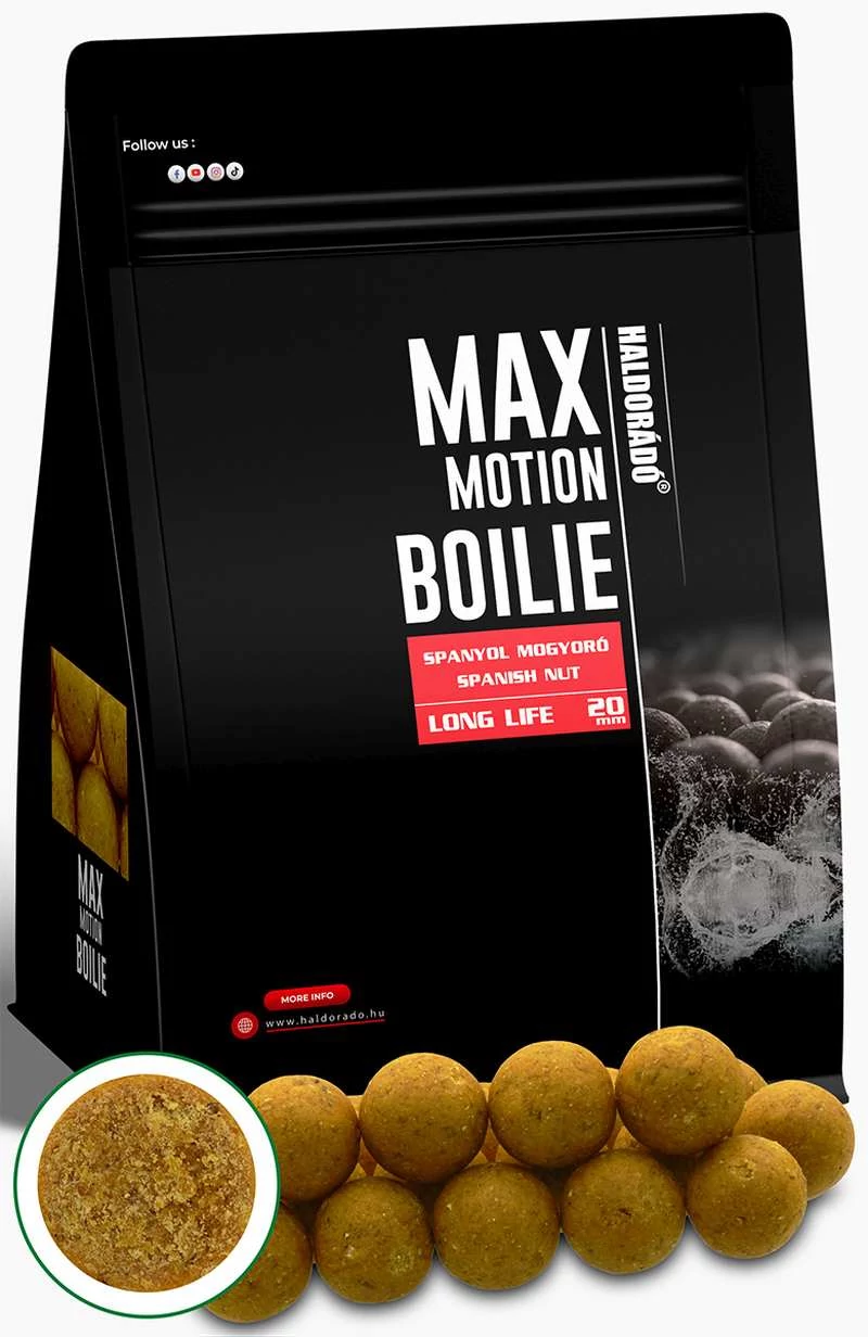 Haldorádó MAX MOTION Boilie Long Life 20 mm - Spanyol Mogyoró 800g