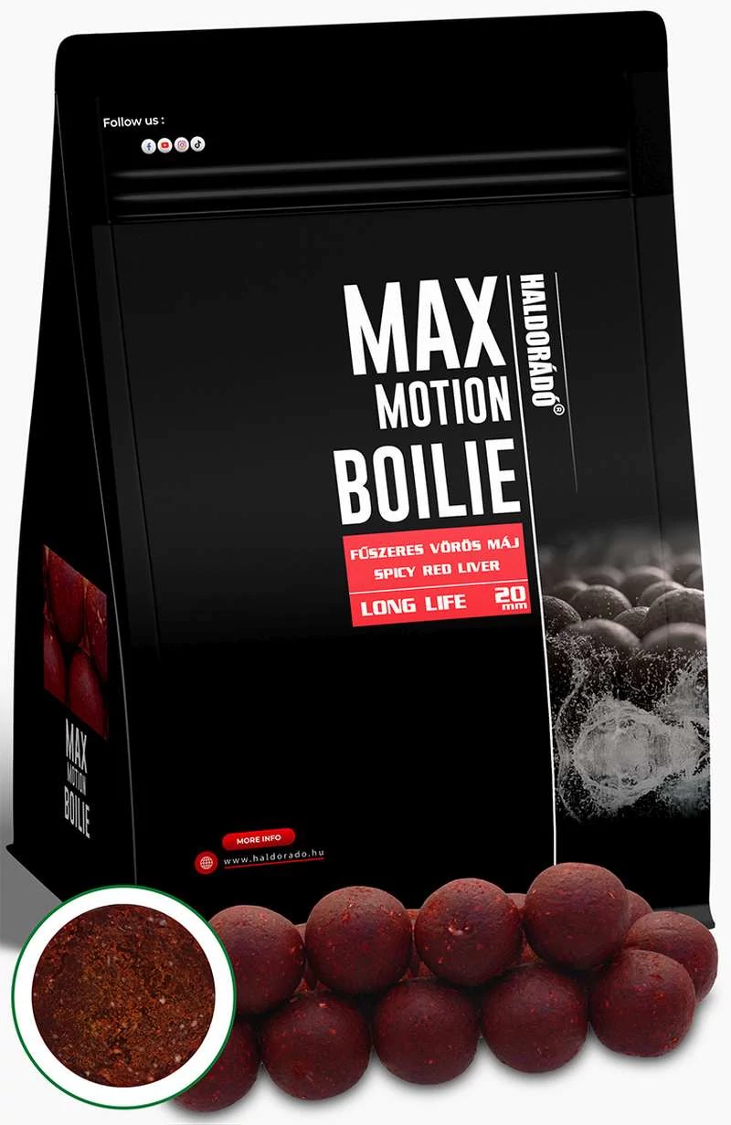 Haldorádó MAX MOTION Boilie Long Life 20 mm - Fűszeres Vörös Máj 800g