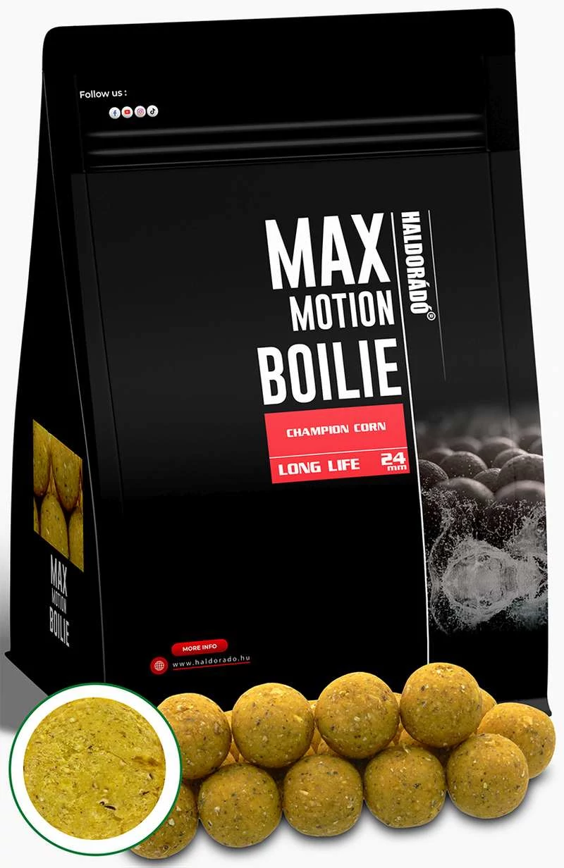 Haldorádó MAX MOTION Boilie Long Life 24 mm - Champion Corn 800g