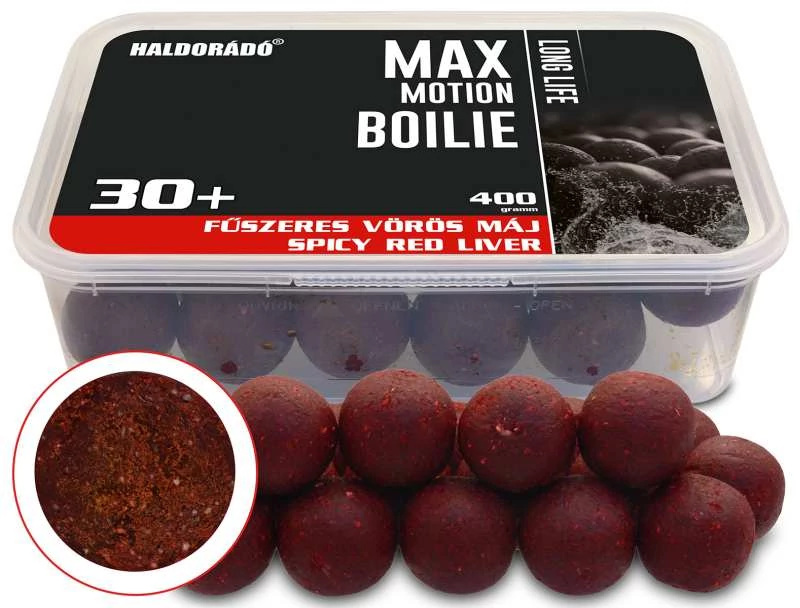 Haldorádó MAX MOTION Boilie Long Life 30+ mm - Fűszeres Vörös Máj 400g
