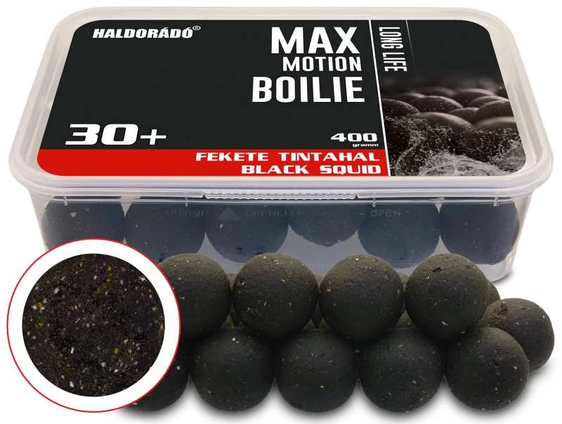 Haldorádó MAX MOTION Boilie Long Life 30+ mm - Fekete Tintahal 400g