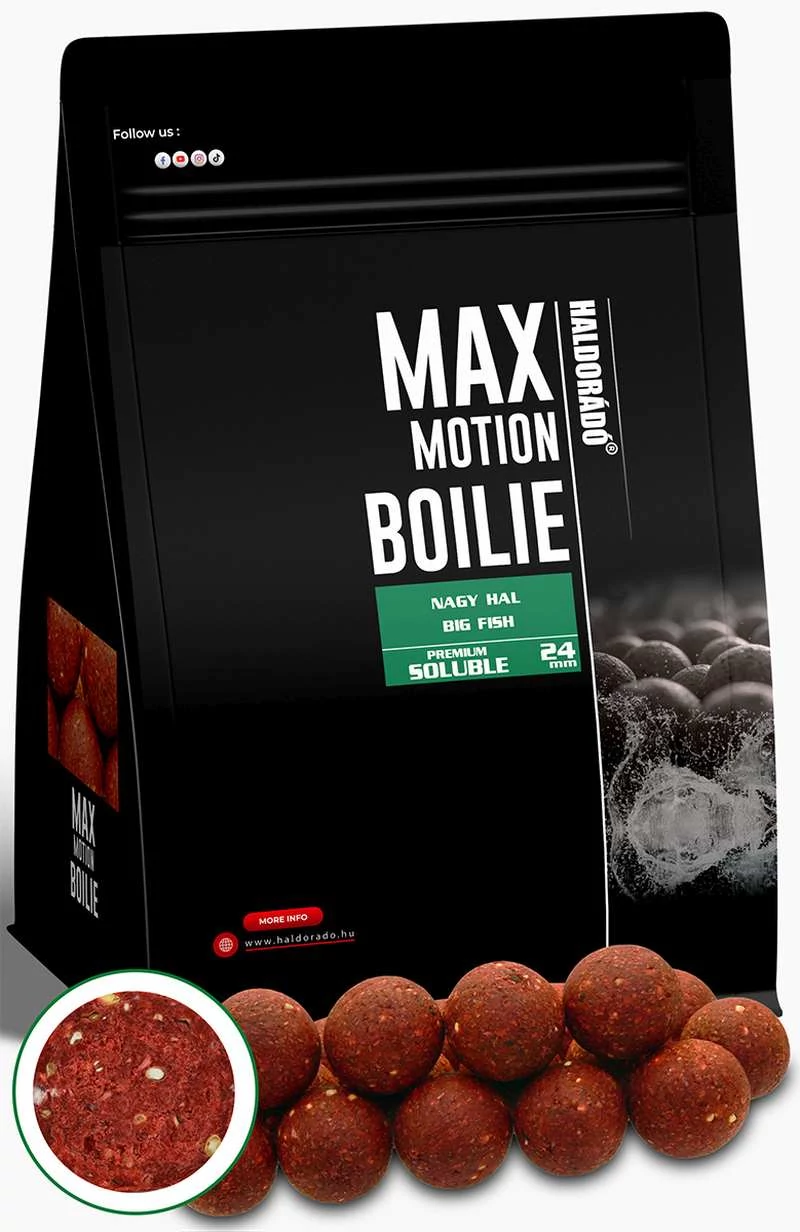 Haldorádó MAX MOTION Boilie Premium Soluble 24 mm - Nagy Hal 800g
