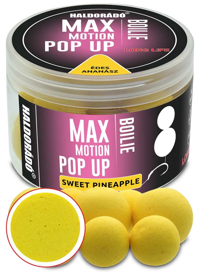 Haldorádó MAX MOTION Boilie Pop Up 16, 20 mm - Édes Ananász 50g