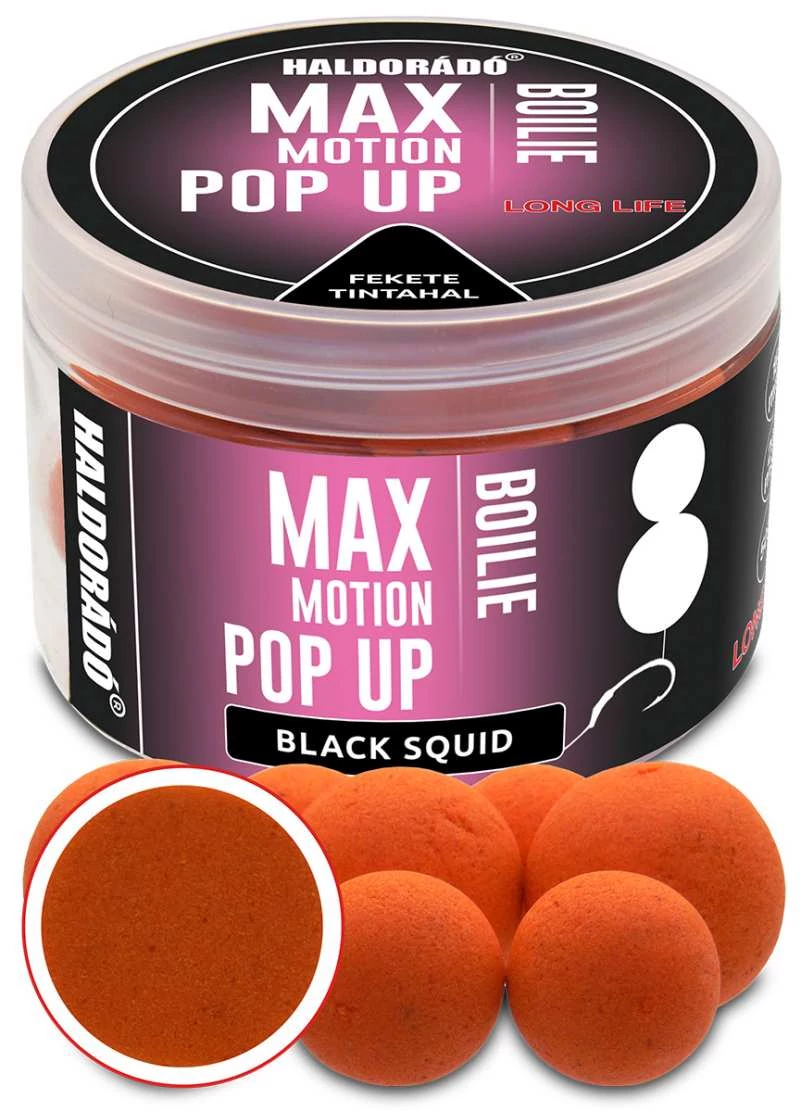 Haldorádó MAX MOTION Boilie Pop Up 16, 20 mm - Fekete Tintahal 50g