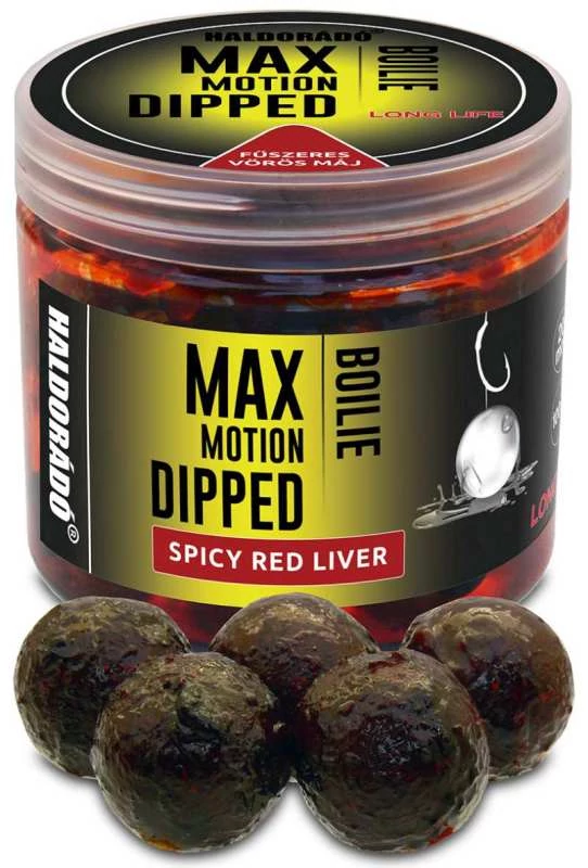 Haldorádó MAX MOTION Boilie Dipped 20 mm - Fűszeres Vörös Máj 80g