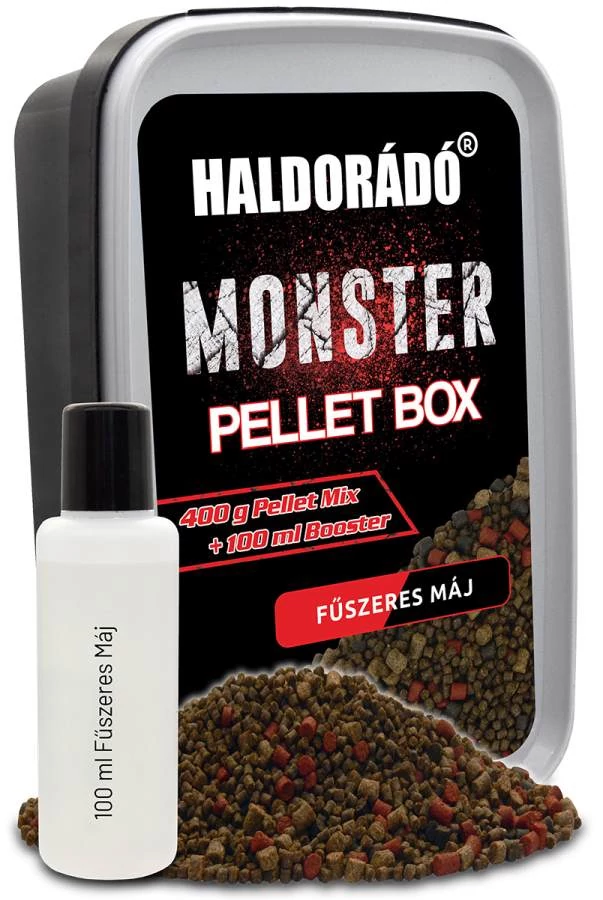 Haldorádó Monster Pellet Box - Fűszeres Máj 400g + 100ml