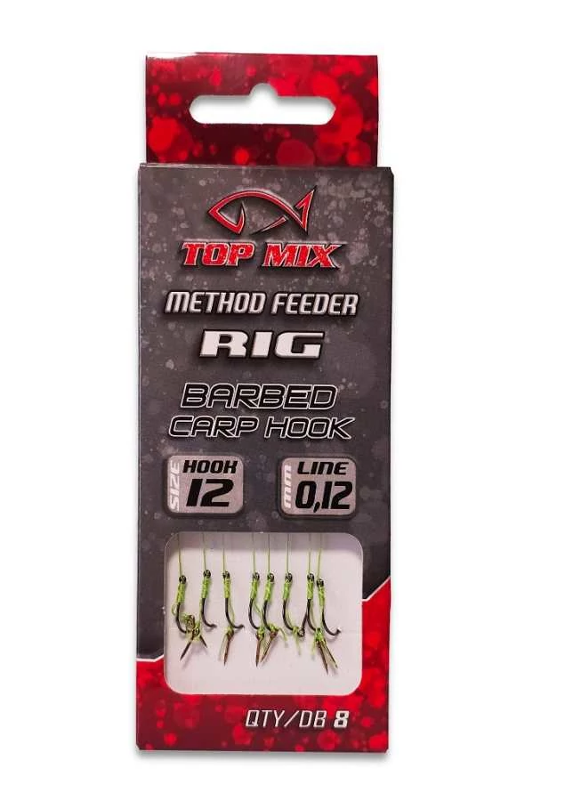 Top Mix Method Feeder előkötött horog csalitüskével 0,12mm #12 8db/csg