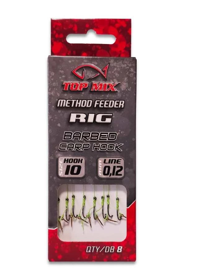 Top Mix Method Feeder előkötött horog csalitüskével 0,12mm #10 8db/csg