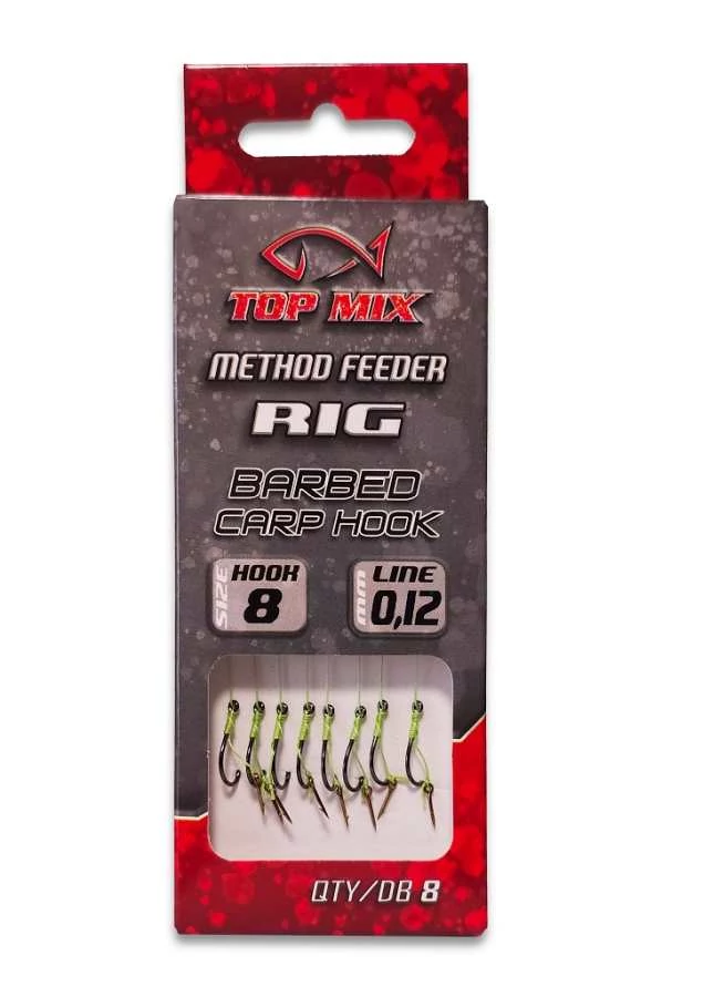 Top Mix Method Feeder előkötött horog csalitüskével 0,12mm #8 8db/csg