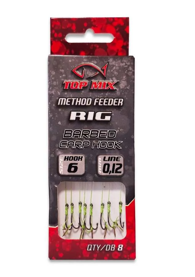 Top Mix Method Feeder előkötött horog csalitüskével 0,12mm #6 8db/csg