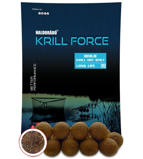 Haldorádó Krill Force Boilie Long Life 30mm - Krill Hot Spicy bojli, 700g