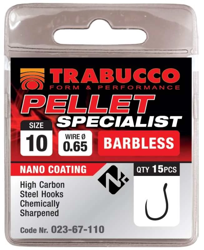 Trabucco Pellet Specialist Barbless szakáll nélküli horog, méret: 10