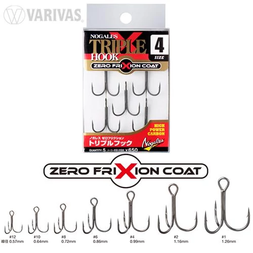 Varivas Nogles Zero Friction #4 hármas horog 5 db/csg