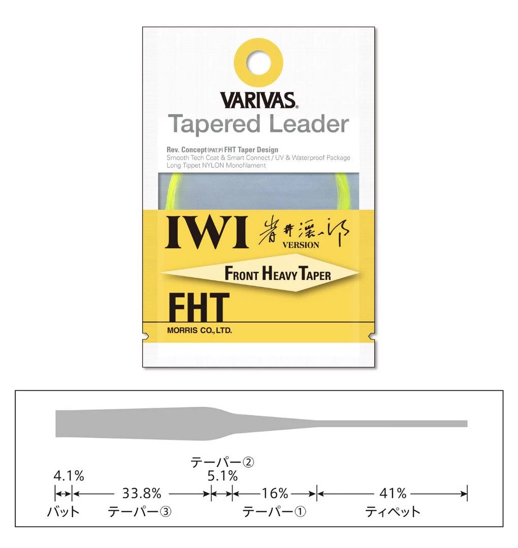 Varivas Tapered Leader IWI FHT 5X 4,87m 16ft 0,148mm-0,45mm vékonyodó legyező előkezsinór