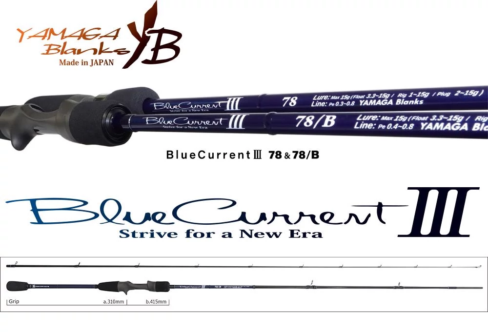 Yamaga Blanks Blue Current III 78/B Cast 2.425m 2-15gr pergető horgászbot