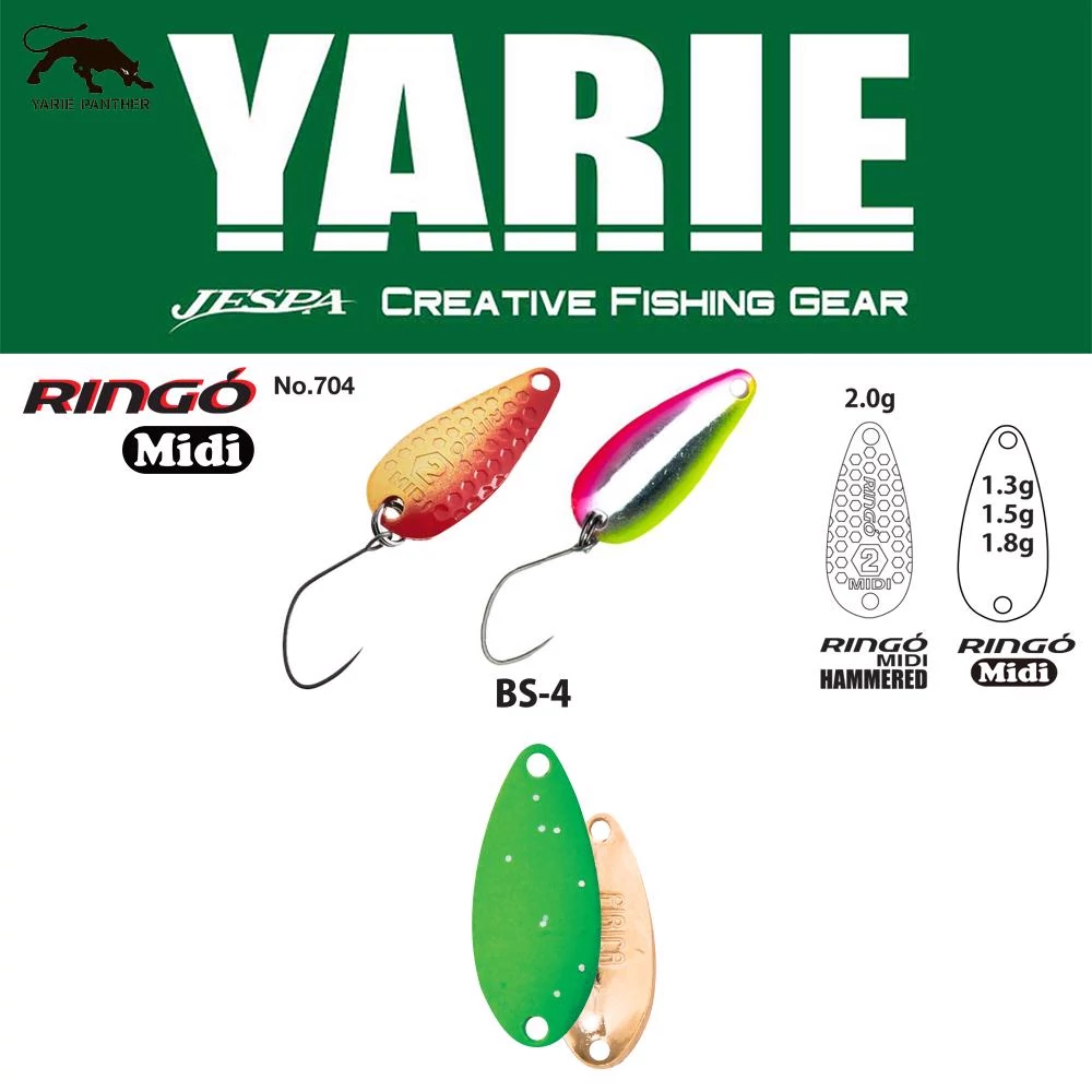 Yarie 704 Ringo Midi Hammered 2.0gr BS-4 Lime Glitter kanál villantó