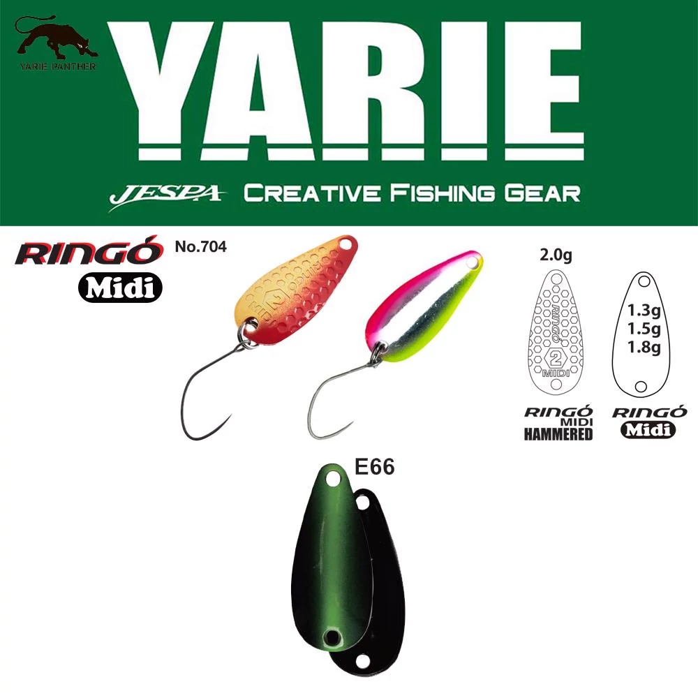 Yarie 704 Ringo Midi Hammered 2.0gr E66 Fits Green kanál villantó
